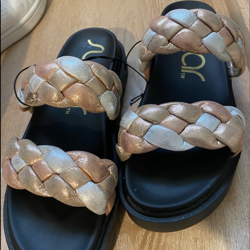 Metallic slides. Super cute and comfy!
